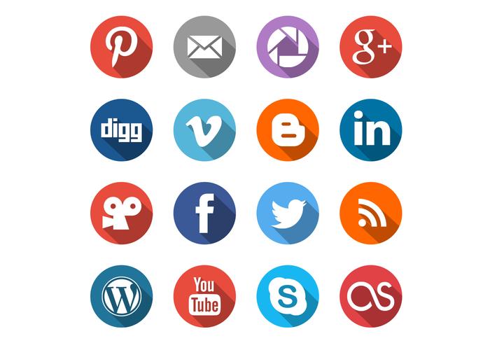 Round Social Media Icons Vector Set 700x490 Round Social Media Icons Vector Set