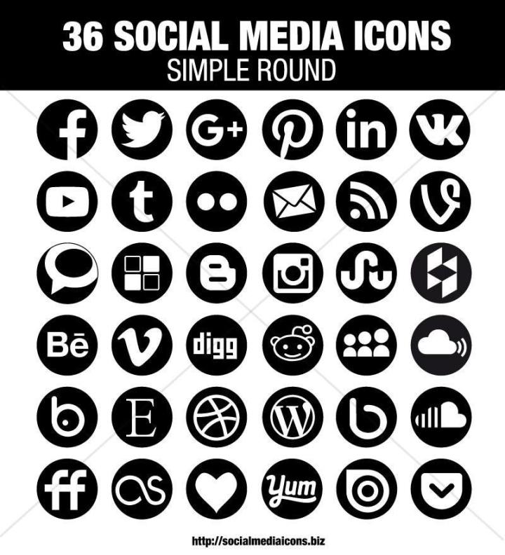 Round Social Media Icons 720x792 Round Social Media Icons
