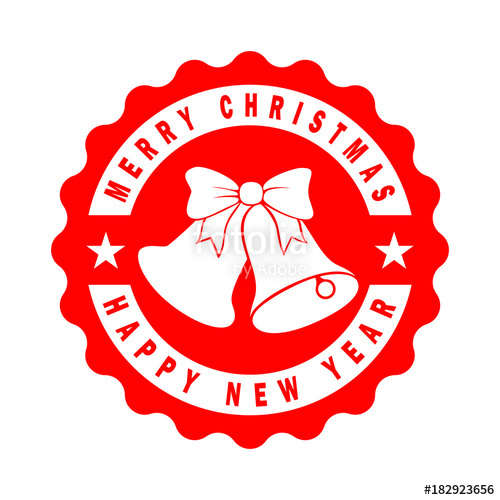 Stamp With Bells And A Greeting Merry Christmas And Happy New Year 500x500 Stamp With Bells And A Greeting Merry Christmas And Happy New Year