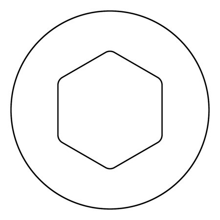 450x450 Hexagon With Rounded Corners Icon In Circle Round Outline Black