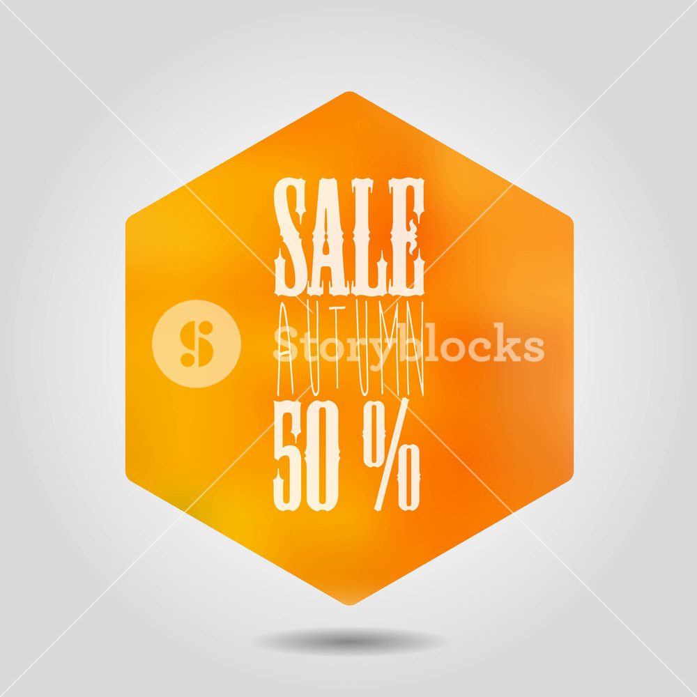 1000x1000 Vector Autumn Sale Icon In Hexagonal Shape Orange Gradient Mesh
