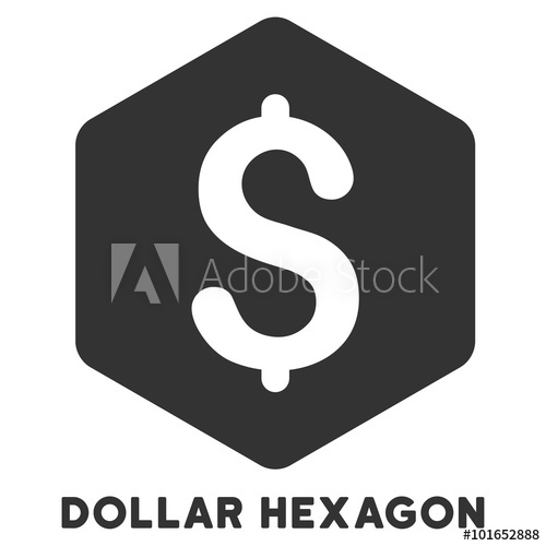 500x500 Dollar Hexagon Vector Icon With Caption Symbol Style Is A Flat