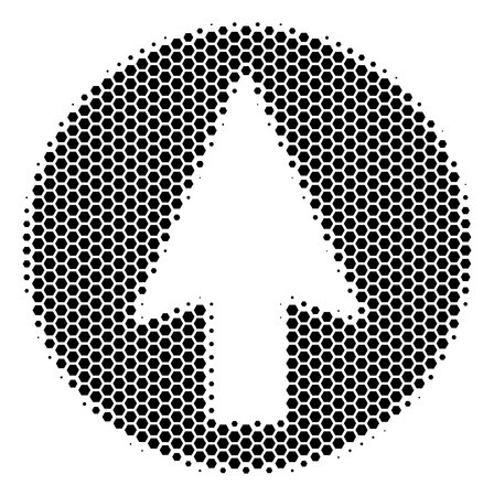 448x450 Halftone Hexagonal Rounded Arrow Icon Pictogram On A White