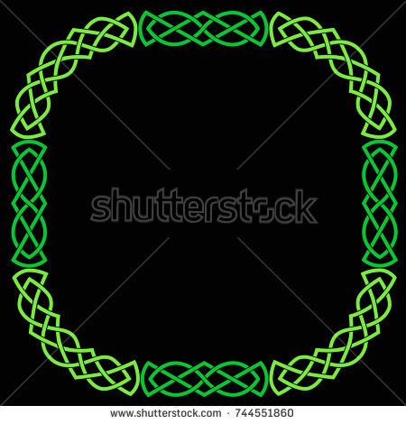 450x470 Square Green Celtic Frame With Rounded Corners Vector Isolated