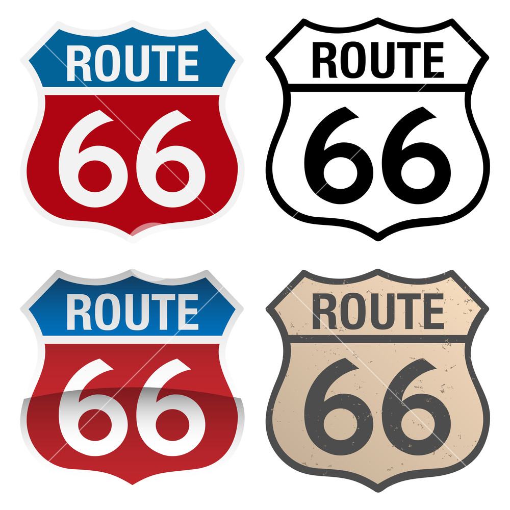 1000x1000 Route Vector Signs Illustration, In Full Color, Black And White