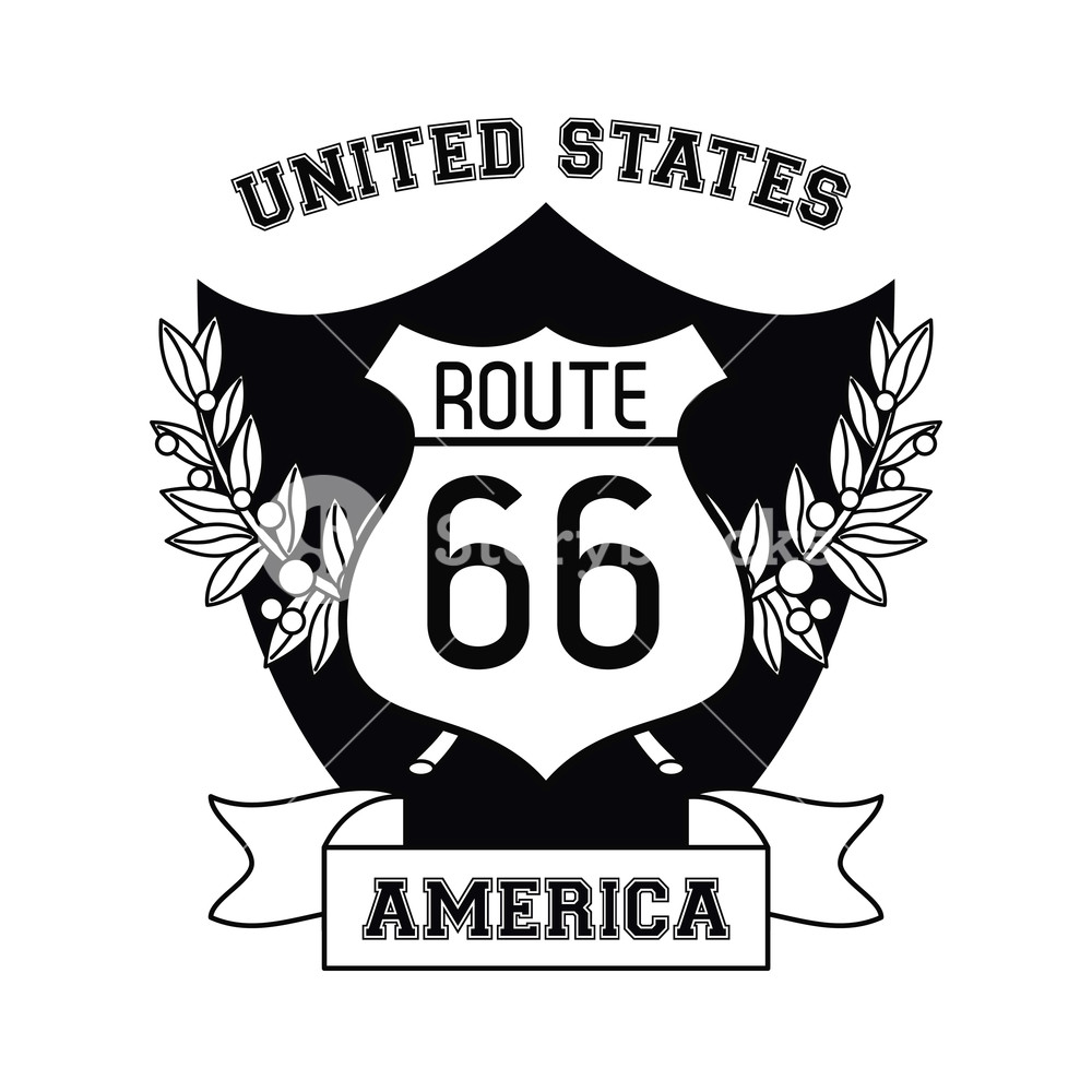 1000x1000 Usa Emblem Route Sign And Ribbon Banner Vector Illustration