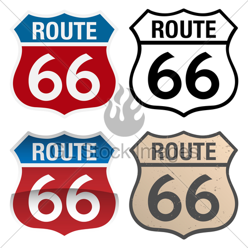500x500 Route Vector Signs Illustration, In Full Color, Black Gl