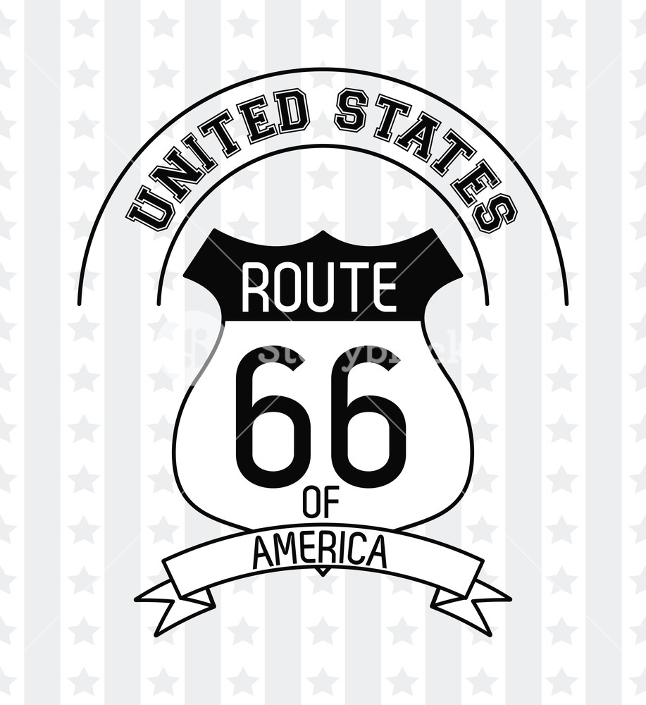 917x1000 Usa Emblem Route Sign And Ribbon Banner Vector Illustration