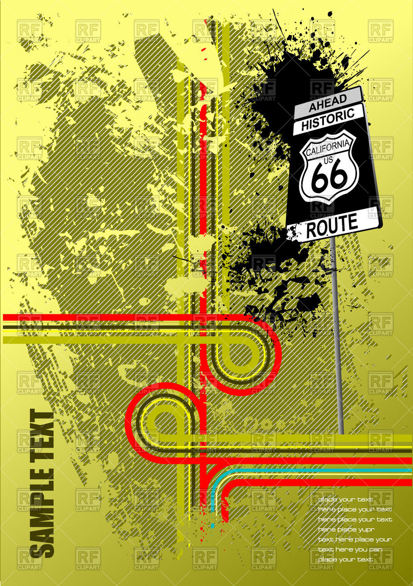 Yellow Grunge Background With Sign Route Vector Image 847x1200 Yellow Grunge Background With Sign Route Vector Image