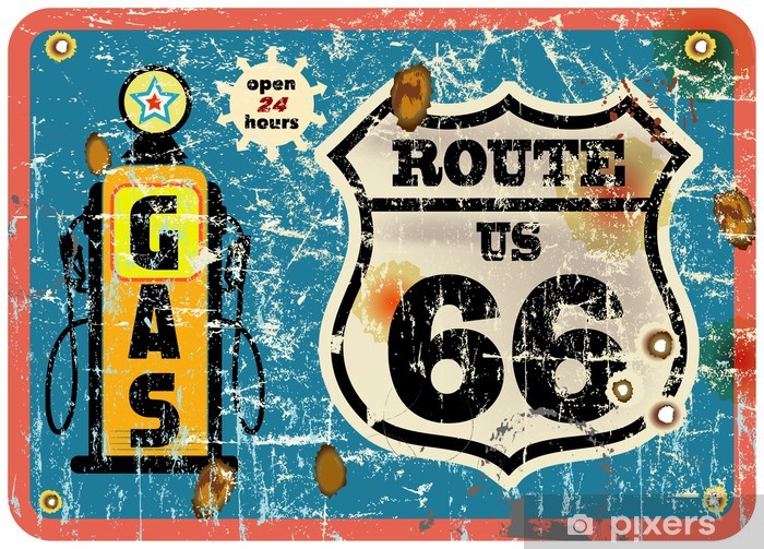 Route Gas Station Sign,retro Style, Vector Wall Mural 700x503 Route Gas Station Sign,retro Style, Vector Wall Mural