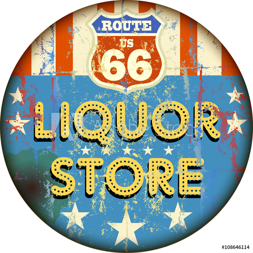 1000x1000 Vintage Liquor Store Sign On The Route Vector Foto