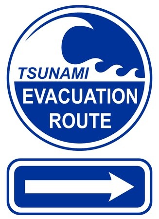 327x450 Tsunami Evacuation Route Sign Royalty Free Vector Graphics