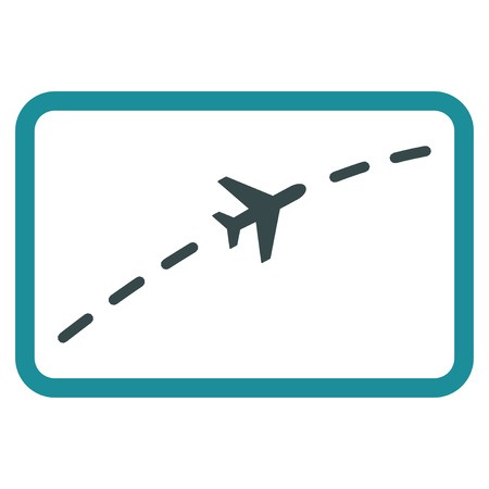 450x450 Plane Route Vector Icon Style Is Flat Bicolor Soft Blue Symbol
