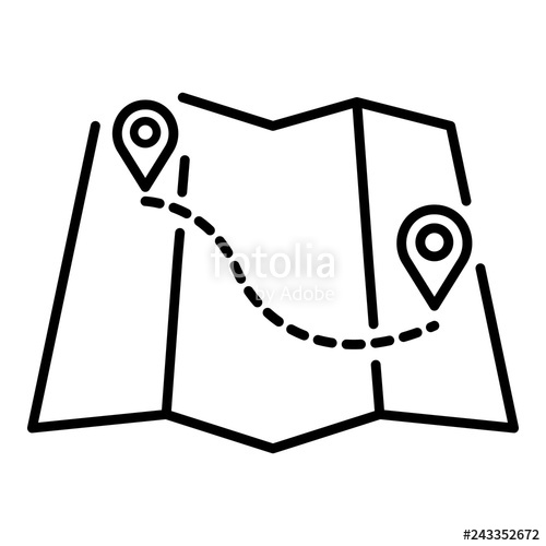 500x500 Rafting Map Route Icon Outline Rafting Map Route Vector Icon