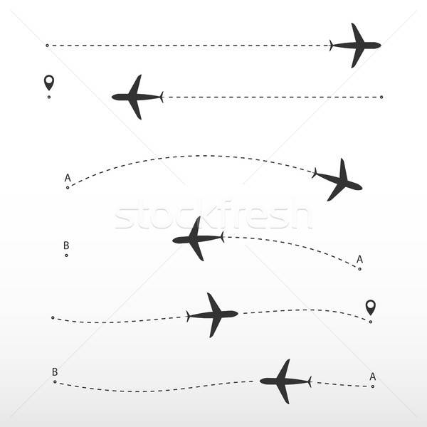 600x600 Airplane Route Vector Directions On White Background Way