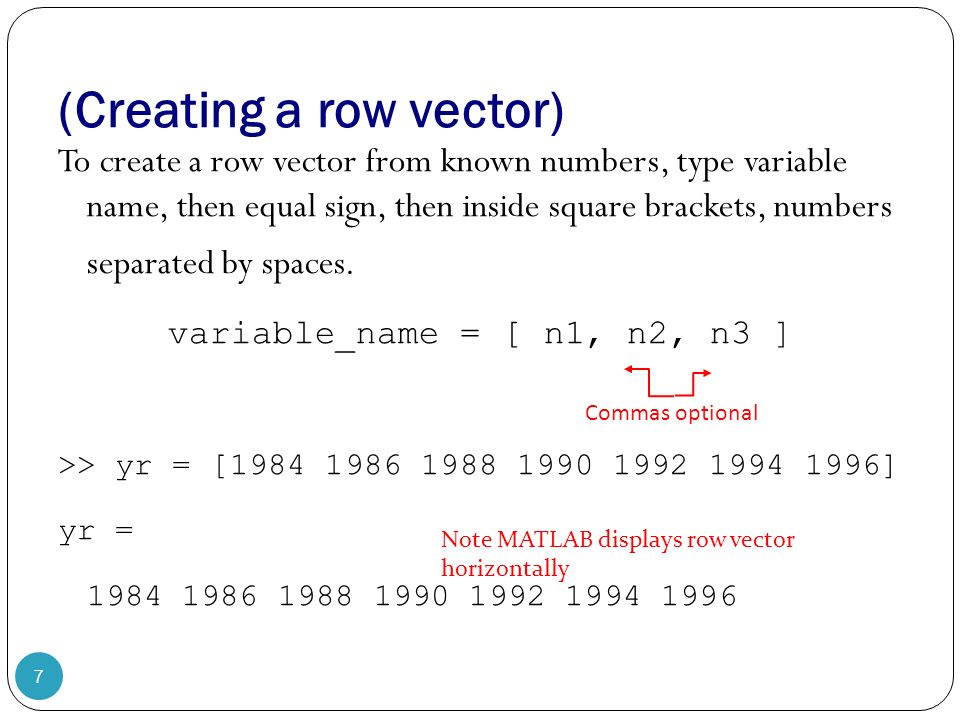 vector assignment in matlab