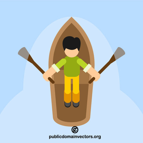 500x500 Man Rowing Boat Vector Clip Art