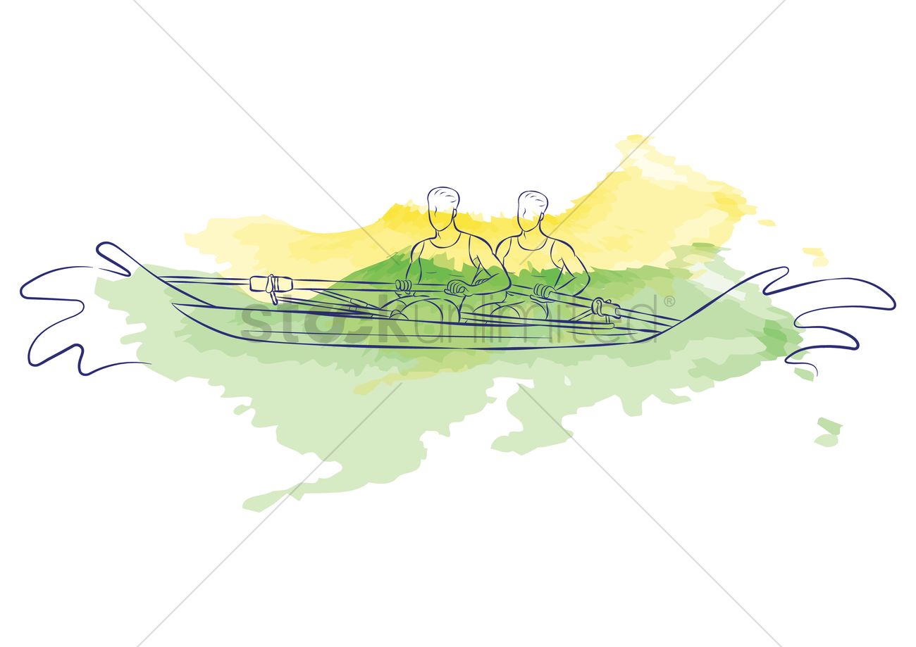 1300x919 Men Rowing Boat Vector Image