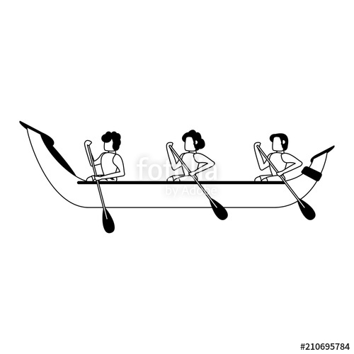 500x500 People Rowing On Boat Vector Illustration Graphic Design Stock