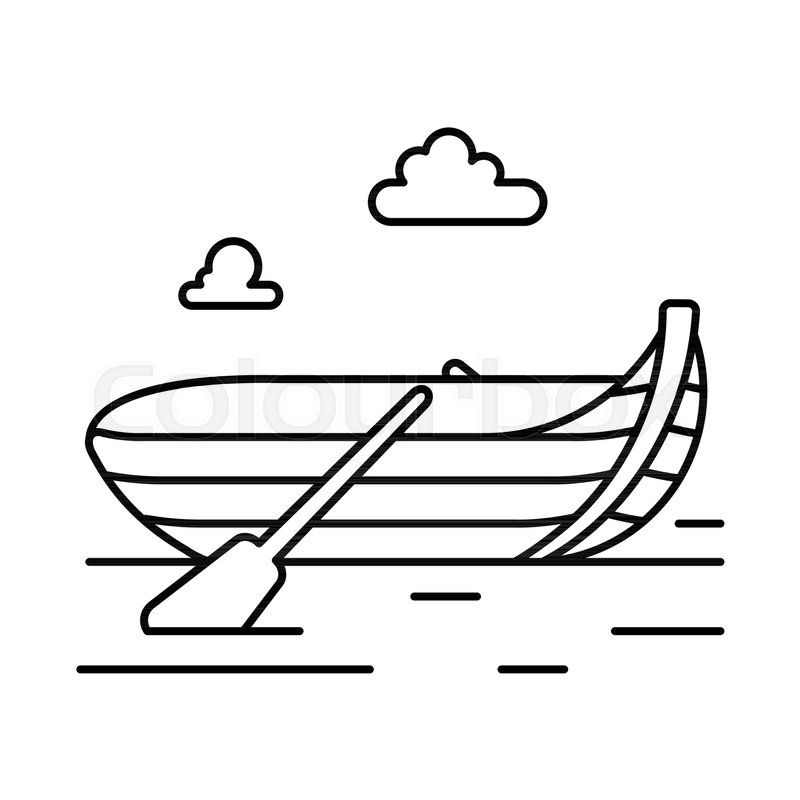 800x800 Rowing Boat, Line Icon Isolated On Stock Vector Colourbox