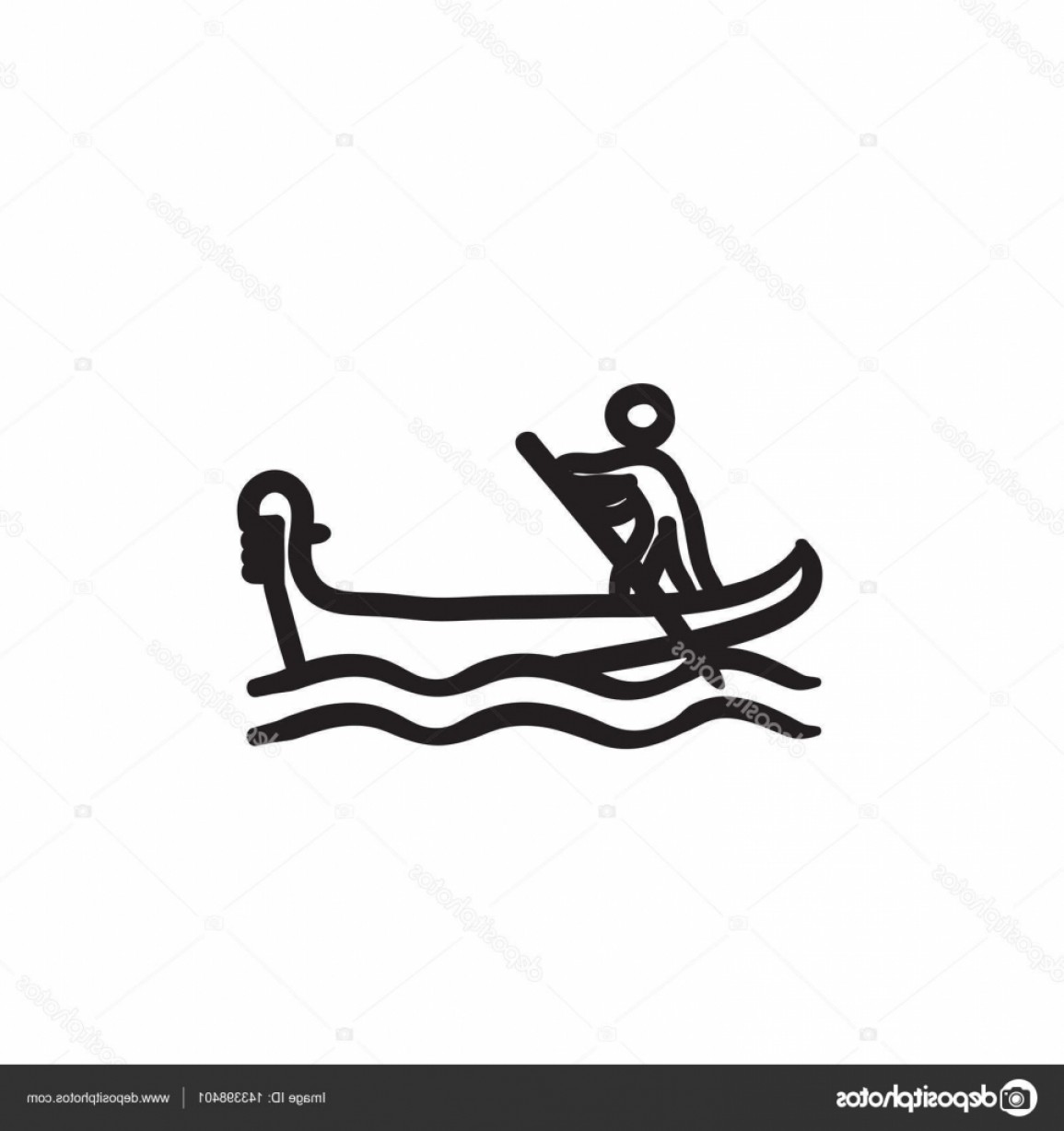 1155x1228 Stock Illustration Sailor Rowing Boat Sketch Icon Studiogrfx