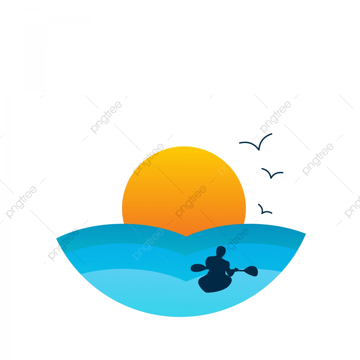 1200x1200 Background Material Design For Rowing Boat, Canoeing, Sea, Sunset
