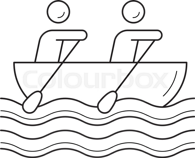 800x651 Canoe Rowing Vector Line Icon Isolated Stock Vector Colourbox