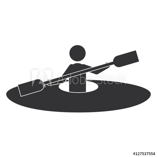500x500 Monochrome Silhouette With Man And Kayak Rowing Vector