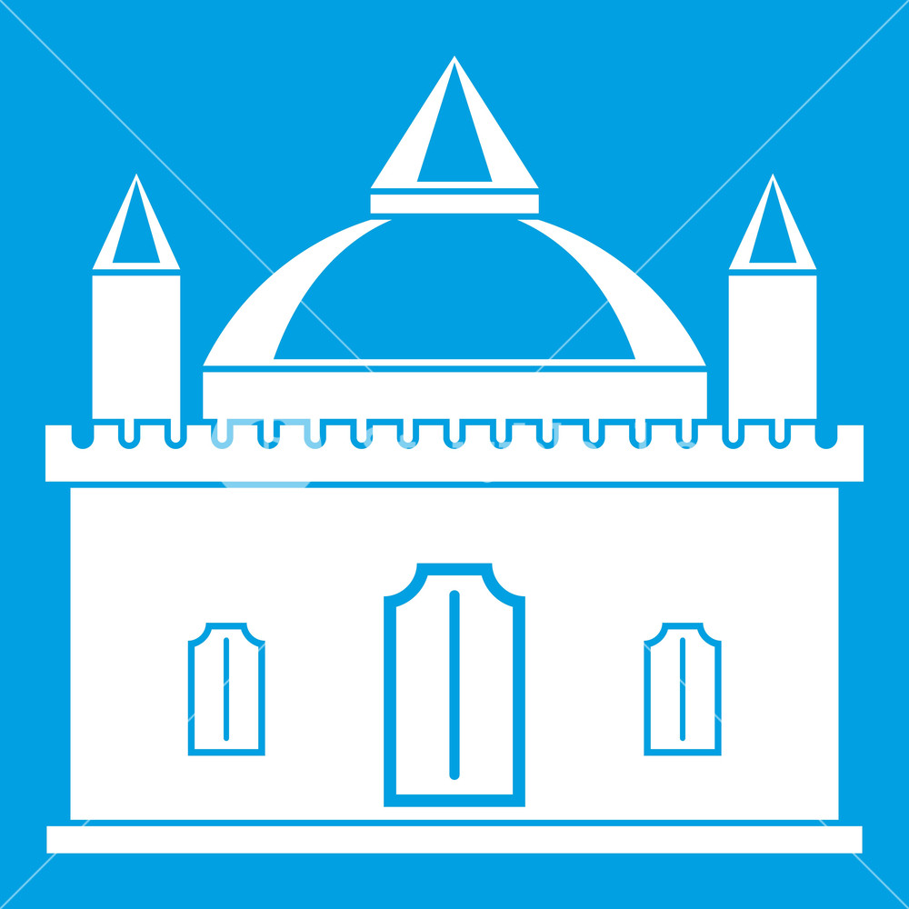 1000x1000 Royal Castle Icon White Isolated On Blue Background Vector