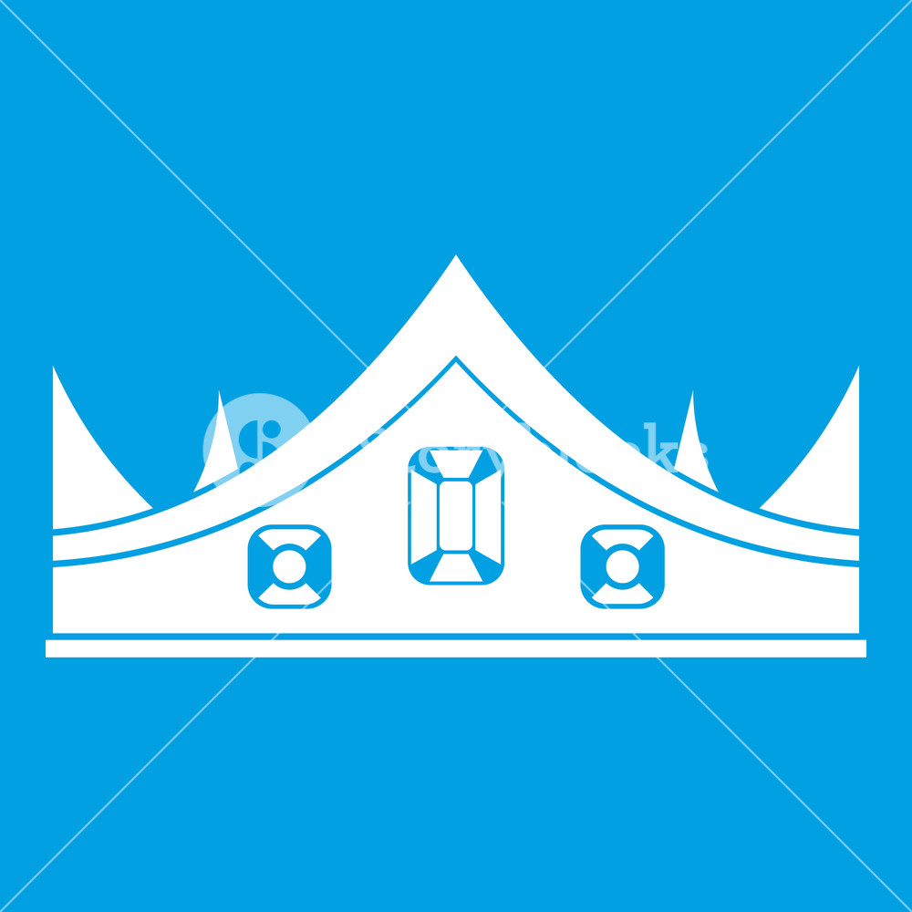 1000x1000 Royal Crown Icon White Isolated On Blue Background Vector