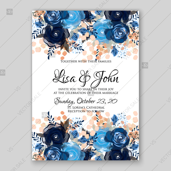 Royal Blue Rose Indigo Watercolor Floral Wedding Invitation Thank 600x600 Royal Blue Rose Indigo Watercolor Floral Wedding Invitation Thank