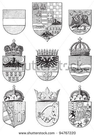 323x470 Vintage Vector Heraldry Royal Crest With Shield, Crown And Banner
