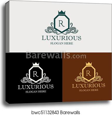 382x390 Heraldic Royal Crest Vector Logo, Canvas Print Barewalls Posters