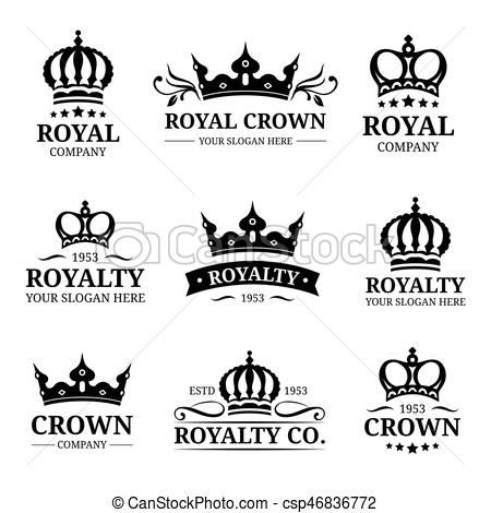 450x470 Vector Crown Logos Set Luxury Corona Monograms Design Diadem Icons