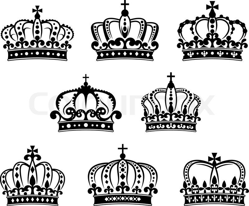 800x662 Ornated Heraldic Royal Crowns Set Stock Vector Colourbox