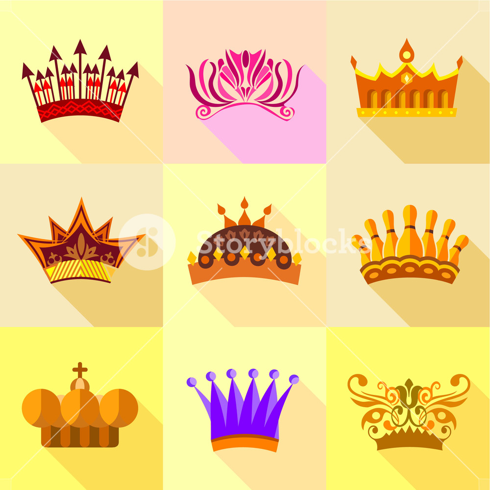 1000x1000 Royal Crown Icons Set Flat Set Of Royal Crown Vector Icons