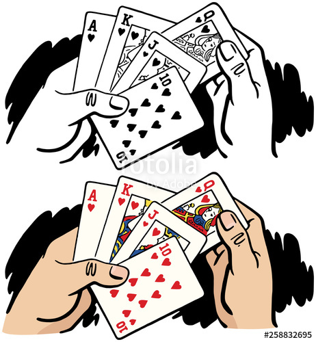 462x500 A Pair Of Hands Holding A Royal Flush Poker Hand Stock Image
