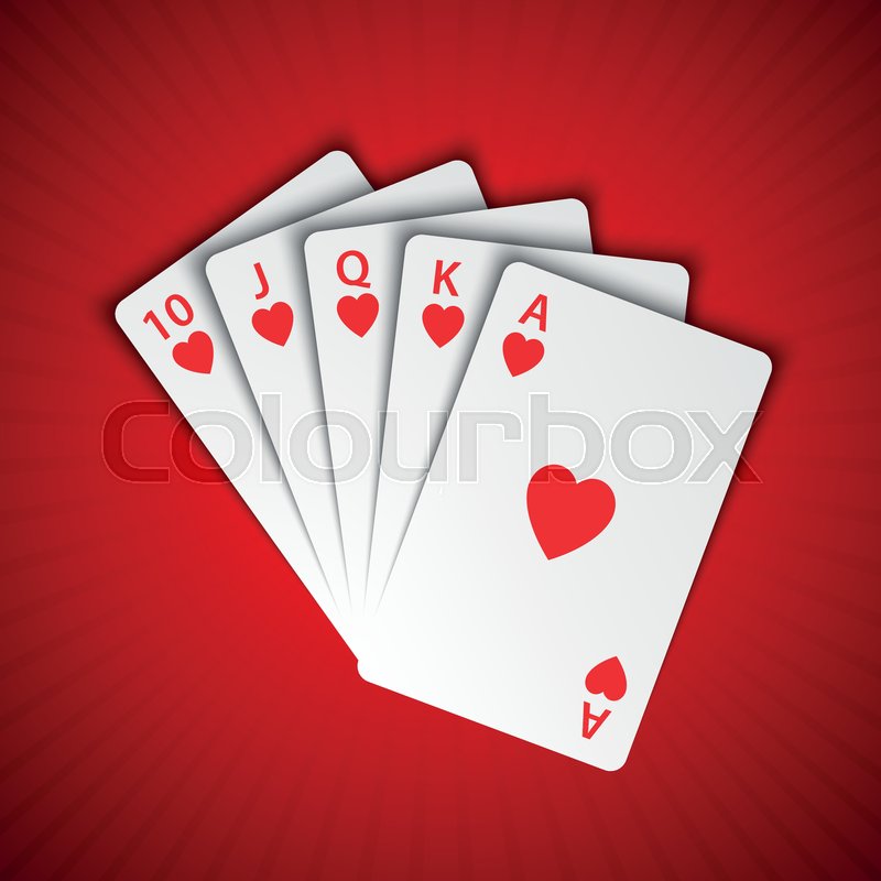 800x800 A Royal Flush Of Hearts On Red Stock Vector Colourbox