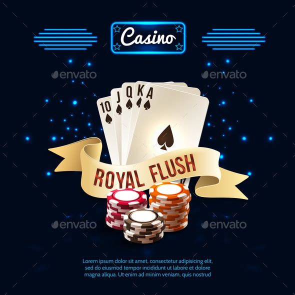 590x590 Stylish Casino Realistic Composition With Royal Flush Headline