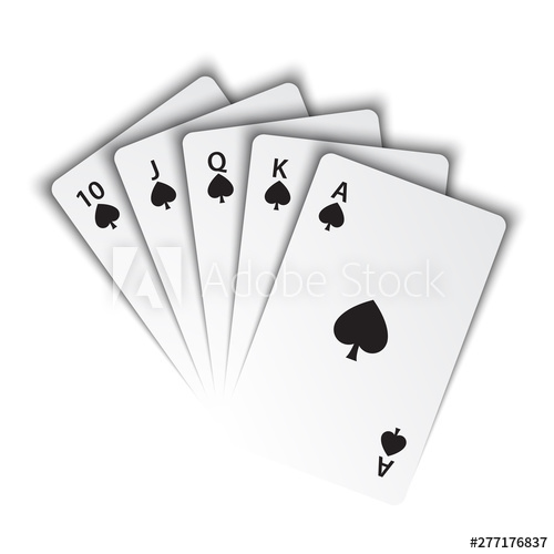 500x500 A Royal Flush Of Spades On White Background, Winning Hands