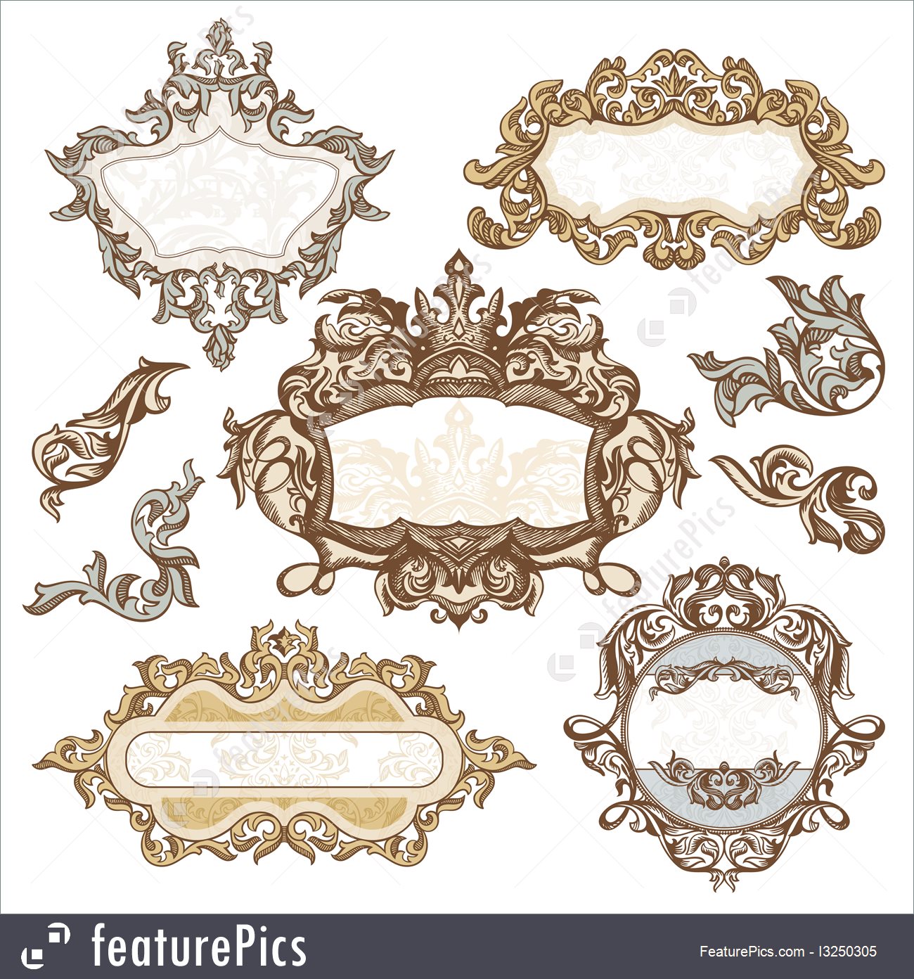 Illustration Of Set Of Royal Vintage Frames 1300x1392 Illustration Of Set Of Royal Vintage Frames