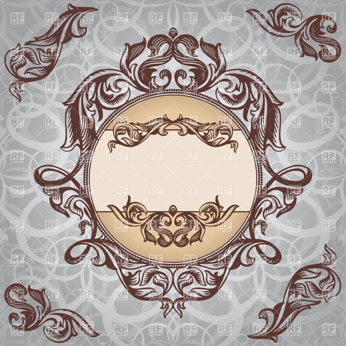 1200x1200 Round Royal Frame With Floral Edging Vector Image Of Borders