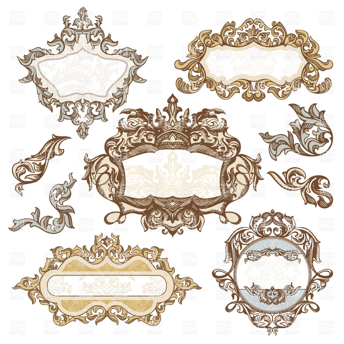 1200x1200 Set Of Royal Vintage Floral Frames And Vignattes Vector Image