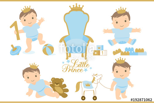 500x334 Little Prince Royal Vector Throne Icon Set Of Cute Illustration
