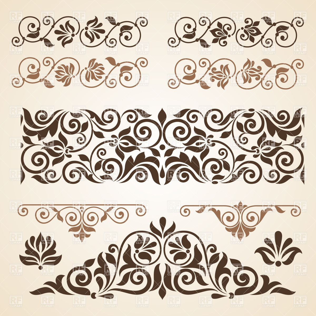 1200x1200 Curly Vintage Design Elements Collection Vector Image Of Design