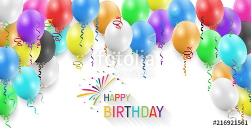 500x255 Happy Birthday Balloons Template Colorful Balloons Vector Graphic