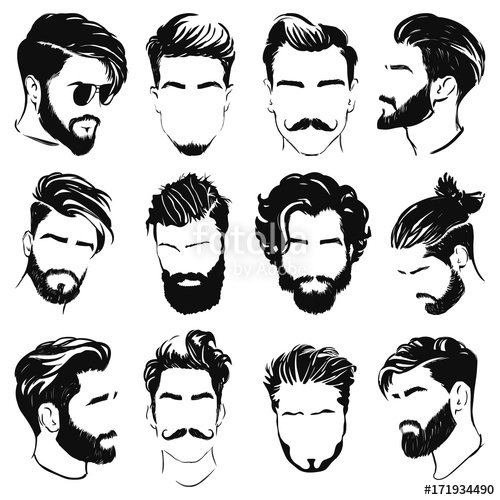 Vector Illustration Of Men Hairstyle Silhouettes Stock Image 500x500 Vector Illustration Of Men Hairstyle Silhouettes Stock Image