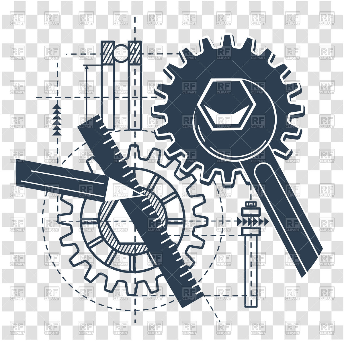 1200x1190 Engineering Project With Engineering Drawing Vector Image