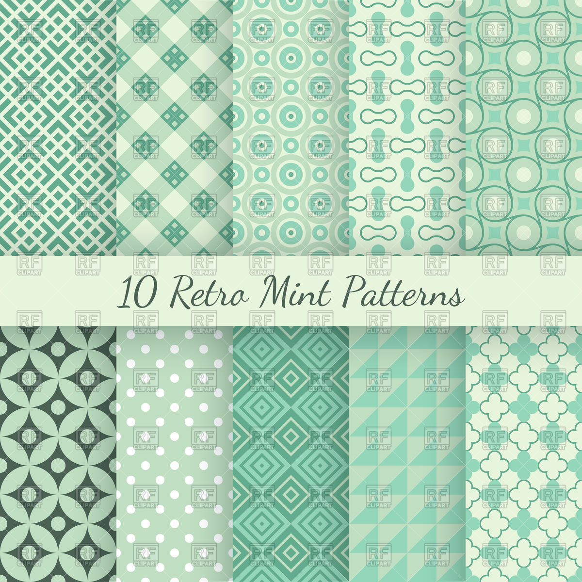 1200x1200 Retro Mint And Emerald Seamless Wallpaper Patterns Vector Image