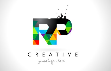 450x289 Rp R P Letter Logo With Colorful Vivid Triangles Texture Design